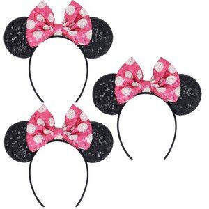 Minnie Mouse Ears Headbands Sequin Bows Costume Accessories for Women